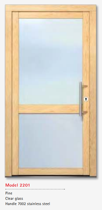 UNILUX Model 2201 Pine Door, Clear Glass, Modern Frame, Triple Sealed, Secure Hardware, Premium Timber Entry Door